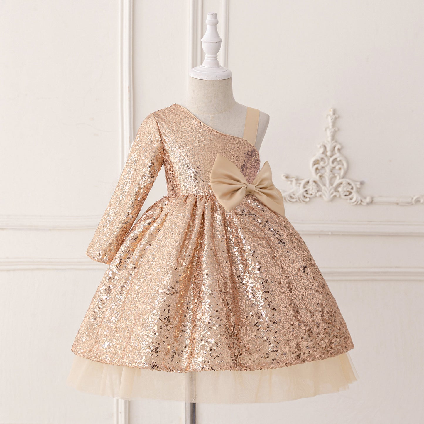 Cute Off Shoulder Sequin A-Line Dress for Girls | Party & Formal Occasion
