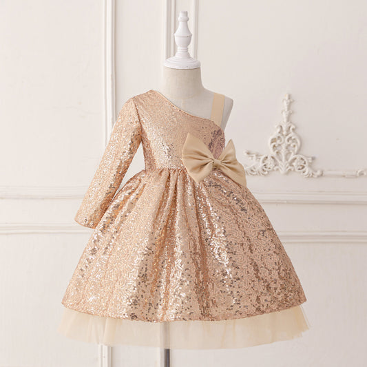 Cute Off Shoulder Sequin A-Line Dress for Girls | Party & Formal Occasion