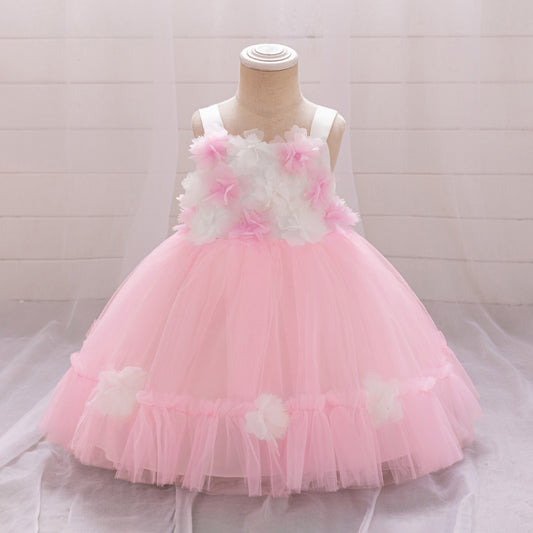 Light Pink A-Line Off-Shoulder Tulle Flower Girl Dress | Cute Party Dress for Toddlers