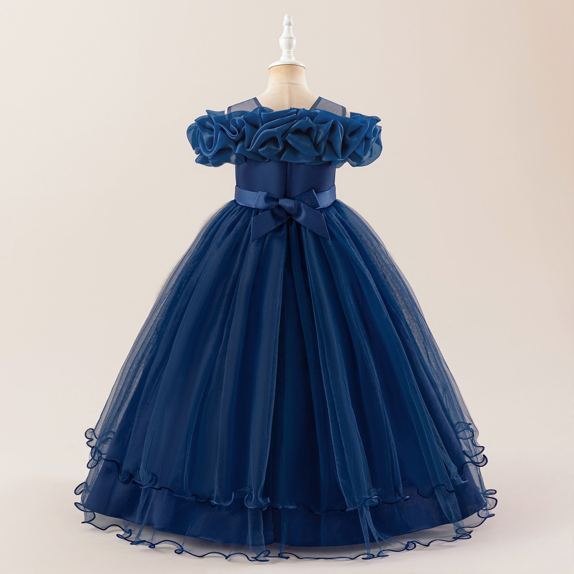 Off Shoulder A-line Tulle Princess Dress for Girls | Maxi Flower Girl Gown