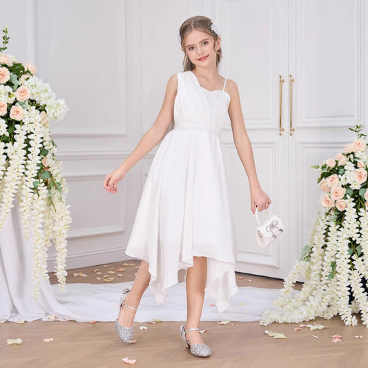 Cute White Off-Shoulder Princess Dress for Girls – Party, Wedding & Formal Wear