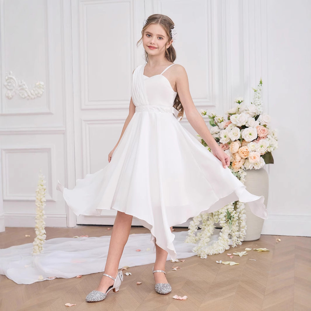 Cute White Off-Shoulder Princess Dress for Girls – Party, Wedding & Formal Wear