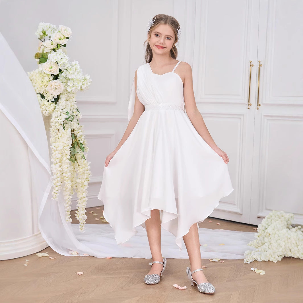 Cute White Off-Shoulder Princess Dress for Girls – Party, Wedding & Formal Wear