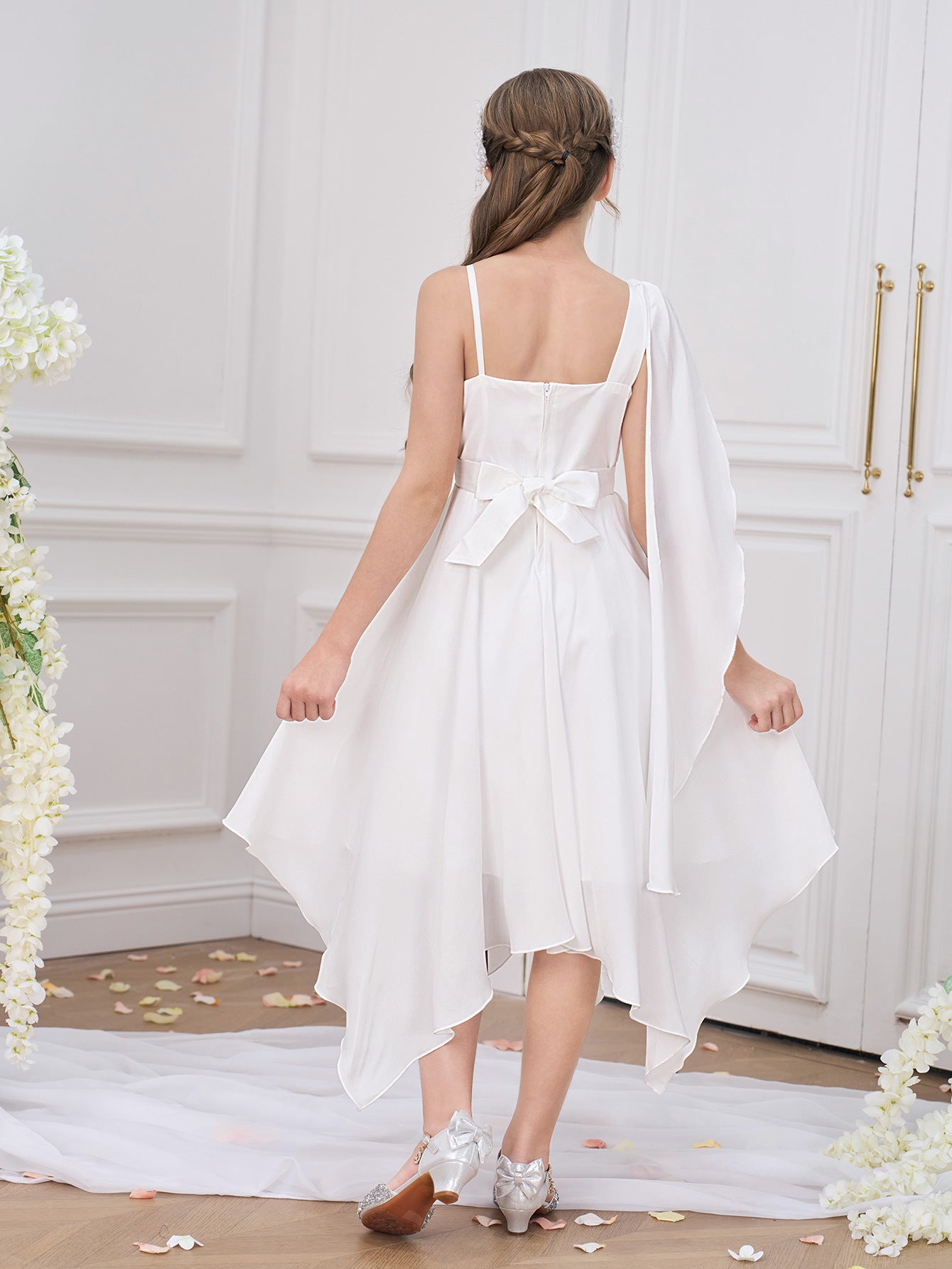 Cute White Off-Shoulder Princess Dress for Girls – Party, Wedding & Formal Wear