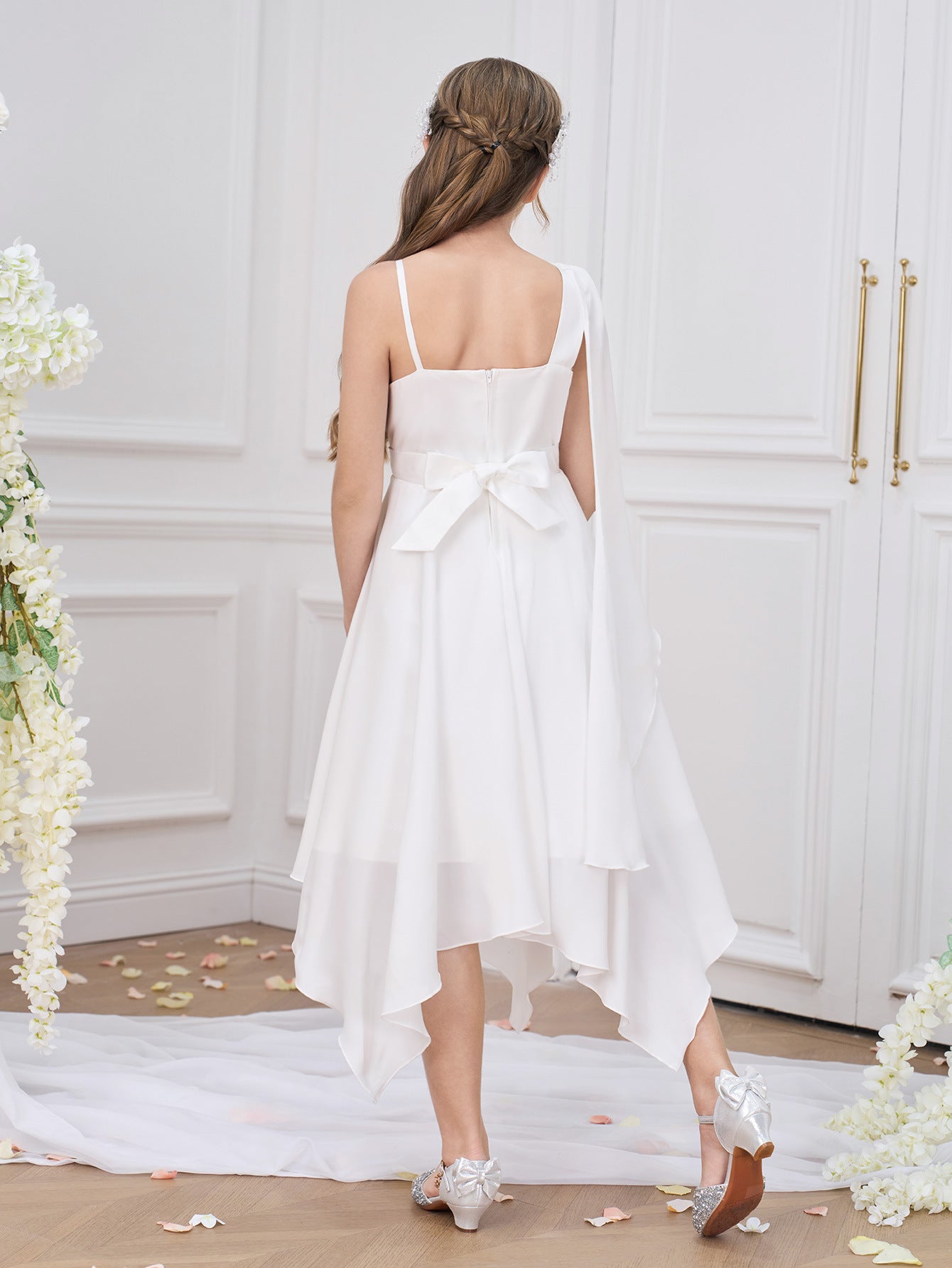 Cute White Off-Shoulder Princess Dress for Girls – Party, Wedding & Formal Wear