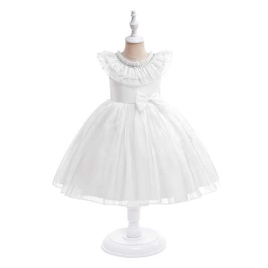Cute A-line Bowknot Tea-Length Organza Flower Girl Dress for Parties & Weddings