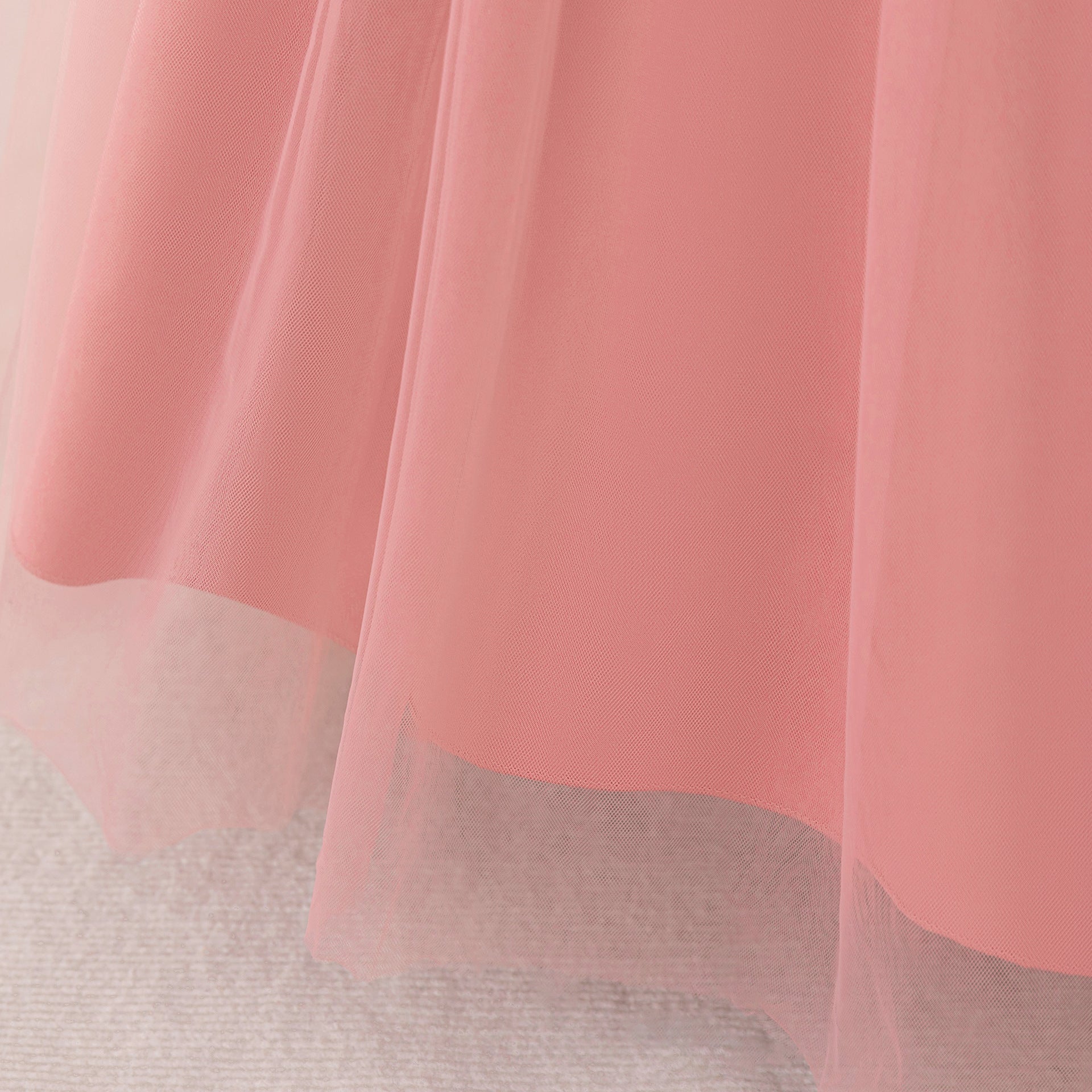 Cute Pink Maxi A-Line Dress for Girls – Applique Tulle Party & Flower Girl Gown