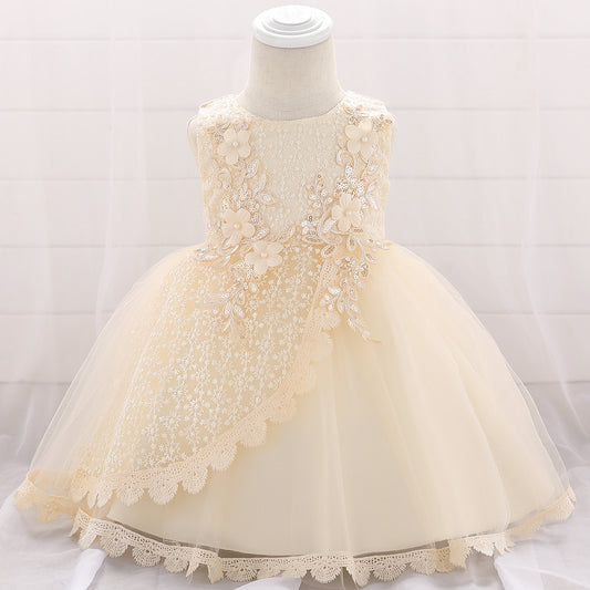 Puffy Princess Ball Gown Dress for Baby Girls – Lace & Tulle Party Wear