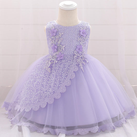 Puffy Princess Ball Gown Dress for Baby Girls – Lace & Tulle Party Wear