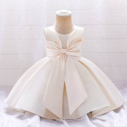 Frocklet Adorable Puffy Satin Ball Gown for Baby Girls – Ruffle Frill Tea Length Party Dress 1