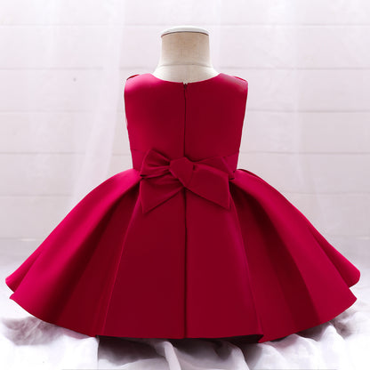 Frocklet Adorable Puffy Satin Ball Gown for Baby Girls – Ruffle Frill Tea Length Party Dress 22