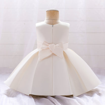 Frocklet Adorable Puffy Satin Ball Gown for Baby Girls – Ruffle Frill Tea Length Party Dress 3