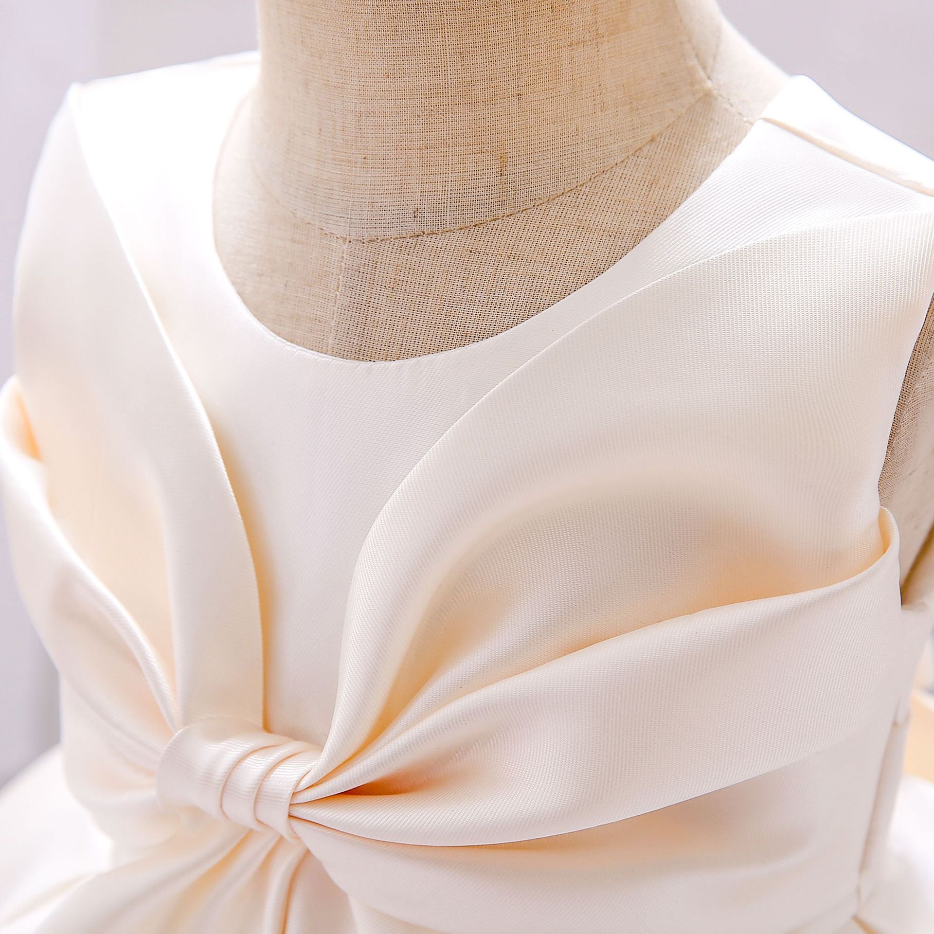 Adorable Puffy Satin Ball Gown for Baby Girls – Ruffle Frill Tea Length Party Dress