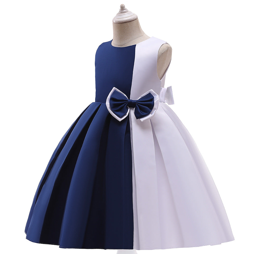 Puffy Princess Dress for Girls | Tea Length Satin Ball Gown with Bowknot