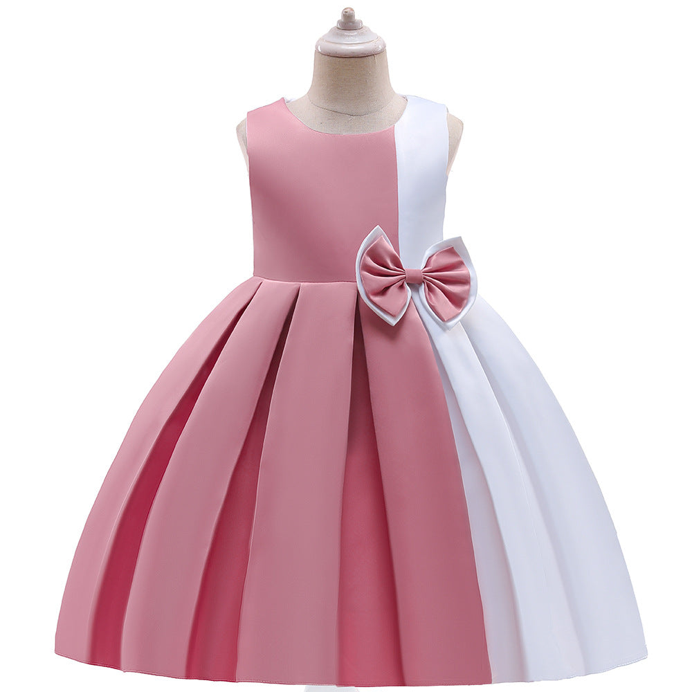 Puffy Princess Dress for Girls | Tea Length Satin Ball Gown with Bowknot