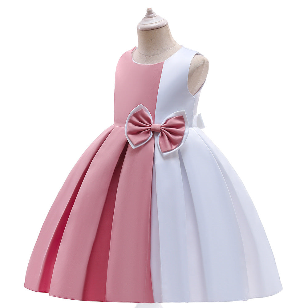 Puffy Princess Dress for Girls | Tea Length Satin Ball Gown with Bowknot