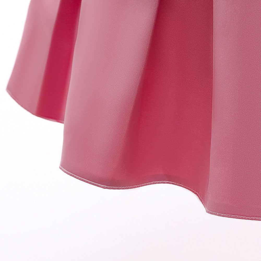 Puffy Princess Dress for Girls | Tea Length Satin Ball Gown with Bowknot