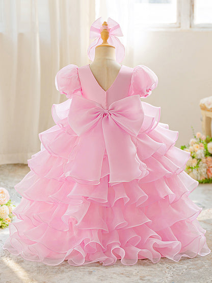 Frocklet Cute Puffy Ball Gown Flower Girl Dress for Toddlers | Tiered High-Low Princess Birthday Party Skirt 23