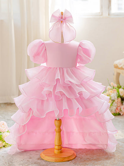 Frocklet Cute Puffy Ball Gown Flower Girl Dress for Toddlers | Tiered High-Low Princess Birthday Party Skirt 24