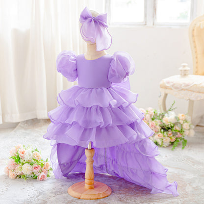 Frocklet Cute Puffy Ball Gown Flower Girl Dress for Toddlers | Tiered High-Low Princess Birthday Party Skirt 2