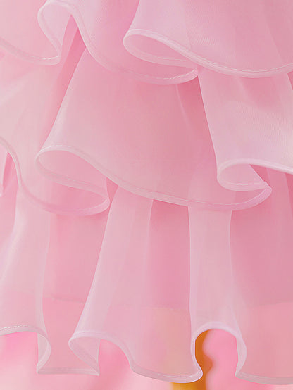 Frocklet Cute Puffy Ball Gown Flower Girl Dress for Toddlers | Tiered High-Low Princess Birthday Party Skirt 31