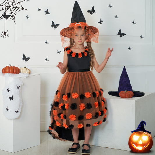 Cute Puffy High-Low Dress for Girls with Applique - Special Occasion & Party Wear