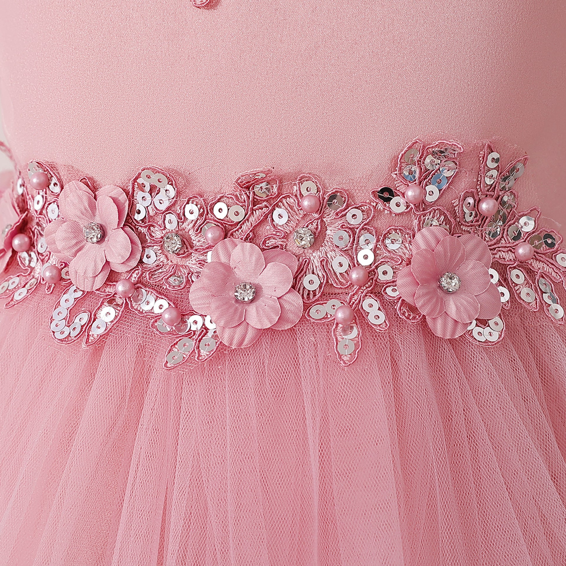 Puffy High-Low Tulle Princess Dress for Girls with Lace and Bow – Party, Wedding & Formal