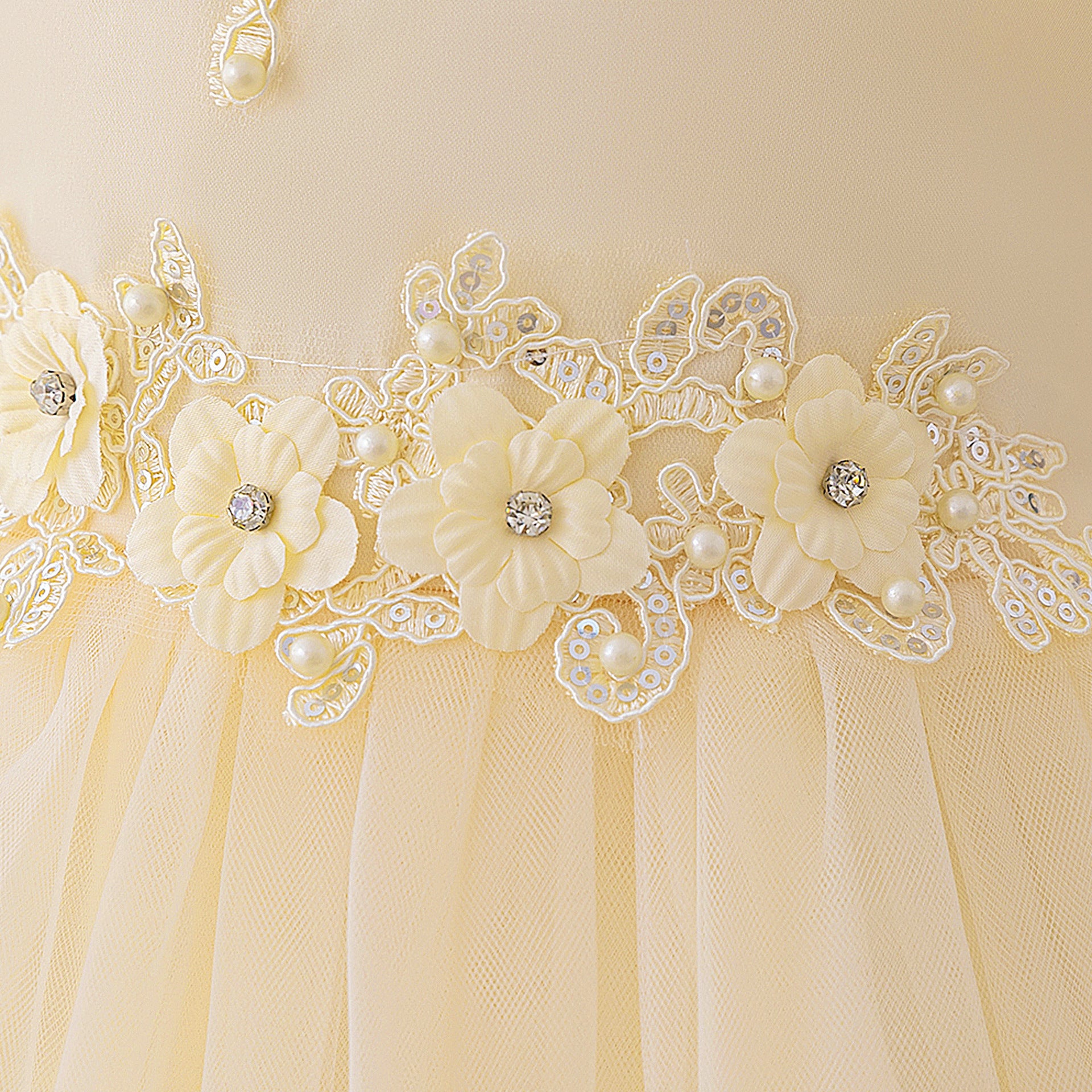 Puffy High-Low Tulle Princess Dress for Girls with Lace and Bow – Party, Wedding & Formal