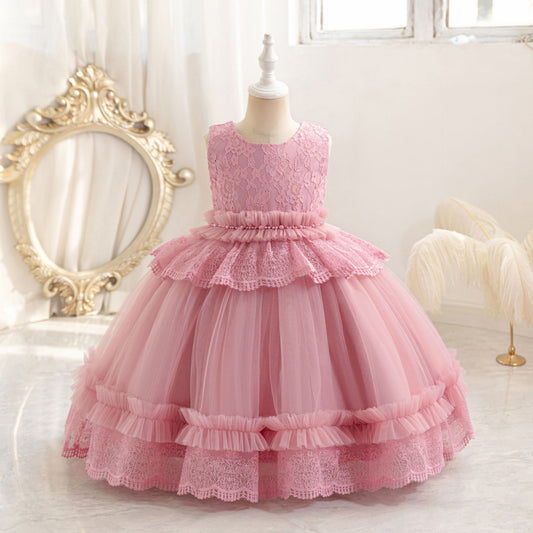 Cute Puffy Lace Ball Gown for Girls | Maxi Flower Girl Dress for Parties & Weddings
