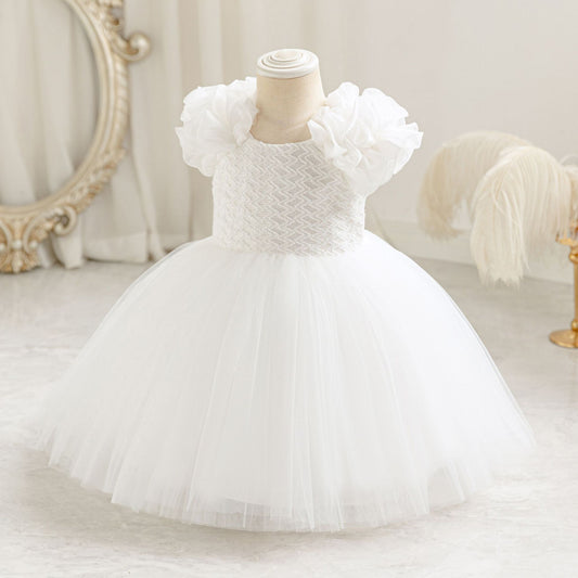 Frocklet Cute Puffy Mesh Ball Gown Dress for Baby Girls | Tea Length Princess Frock 7