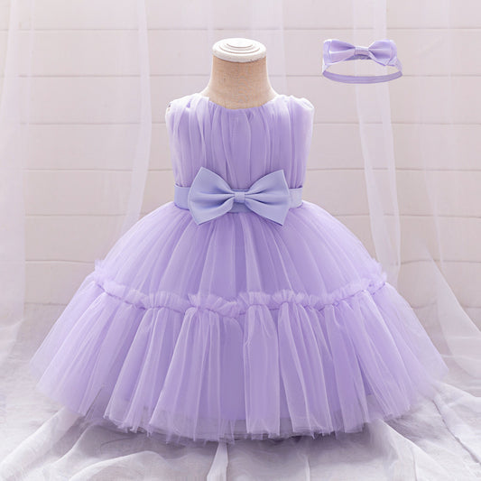 Adorable Puffy Ball Gown Mesh Dress for Girls | Flower Girl & Party Outfits