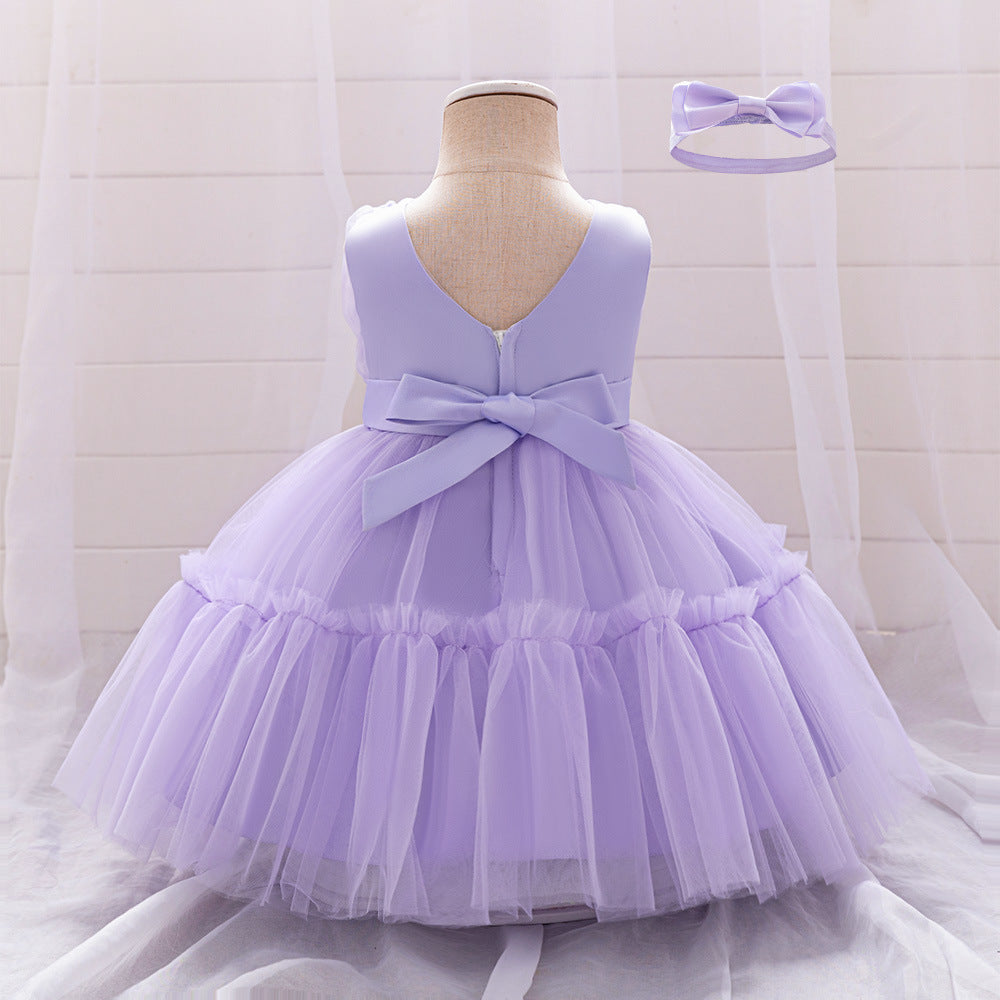 Adorable Puffy Ball Gown Mesh Dress for Girls | Flower Girl & Party Outfits