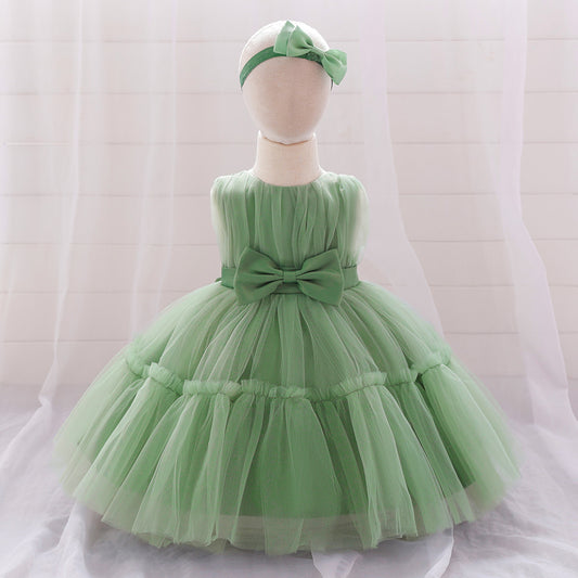 Adorable Puffy Ball Gown Mesh Dress for Girls | Flower Girl & Party Outfits