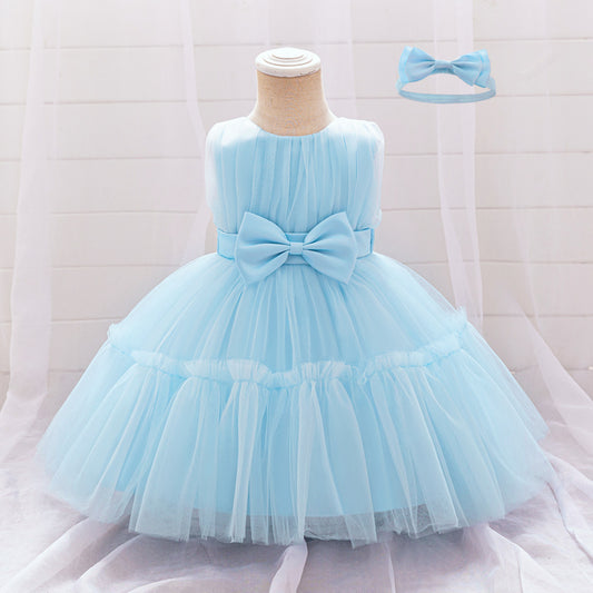 Adorable Puffy Ball Gown Mesh Dress for Girls | Flower Girl & Party Outfits