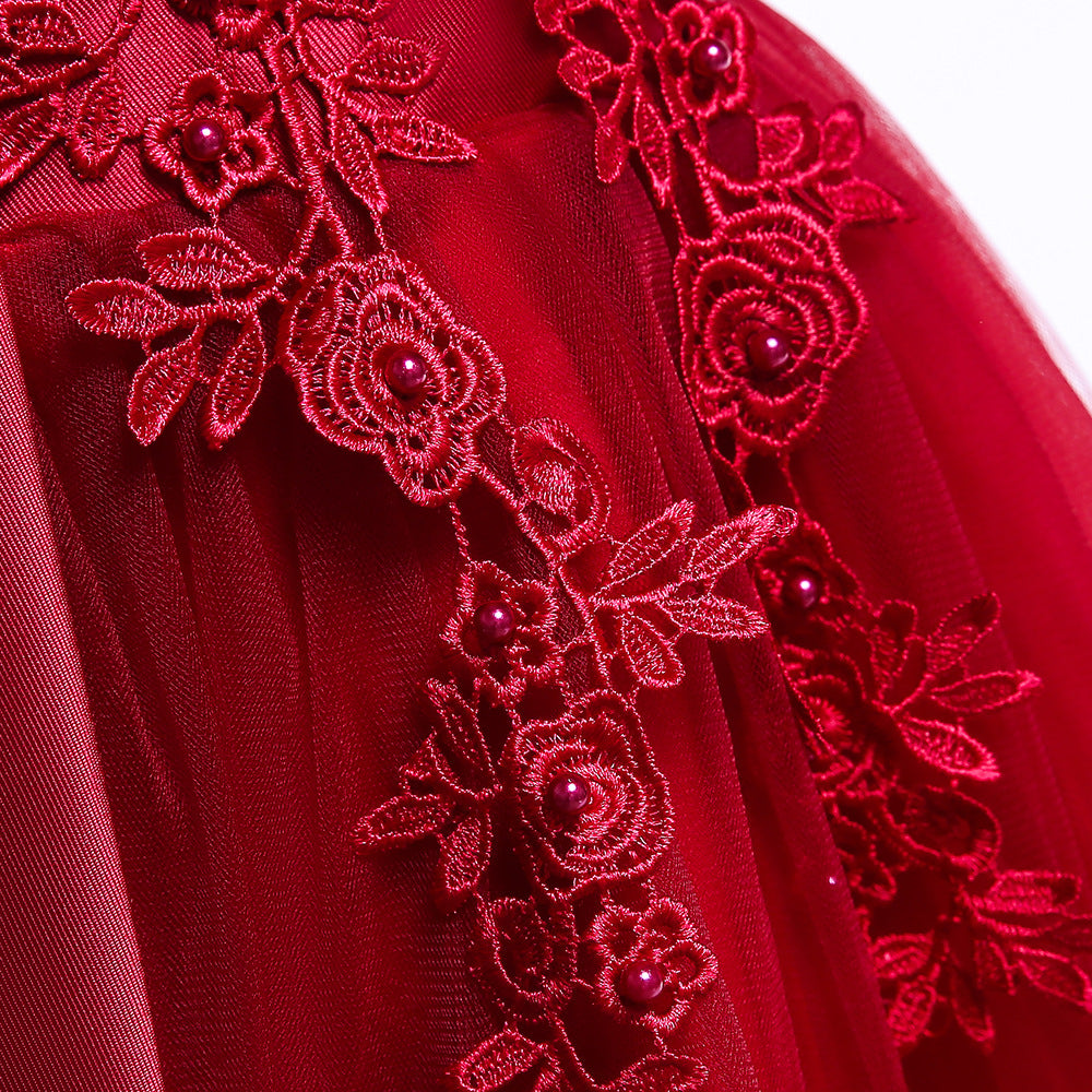 Puffy Off-Shoulder Tea-Length Girl's Ball Gown Dress for Parties & Weddings