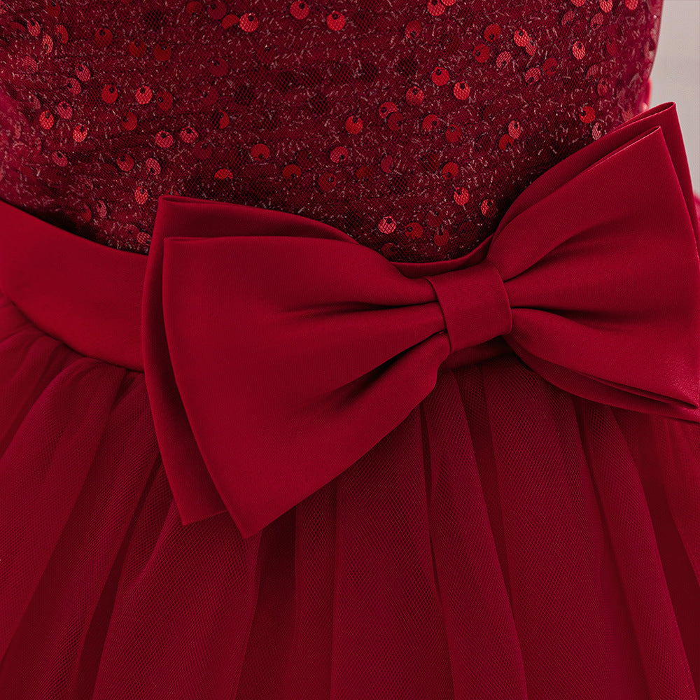 Puffy Off Shoulder Mesh Ball Gown Dress for Girls | Tea Length Princess Party Dress