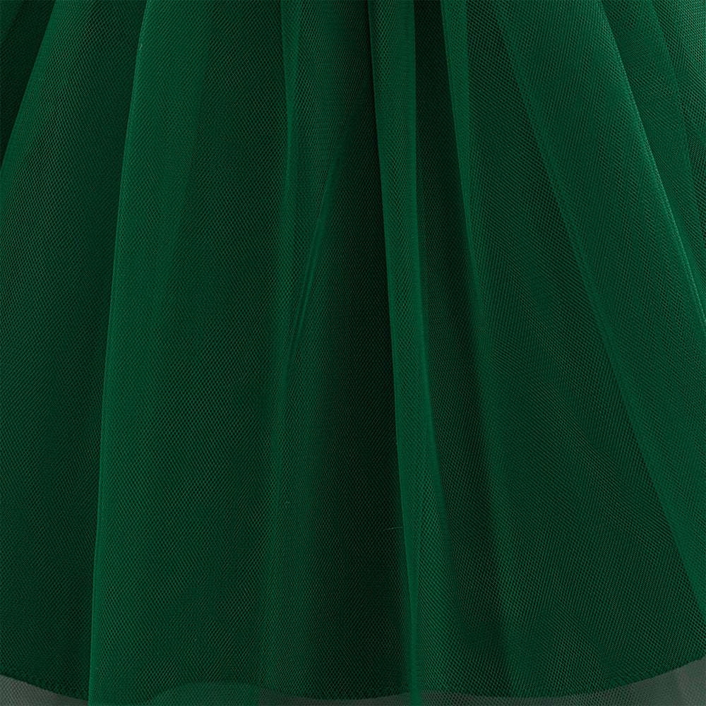 Puffy Off Shoulder Mesh Ball Gown Dress for Girls | Tea Length Princess Party Dress