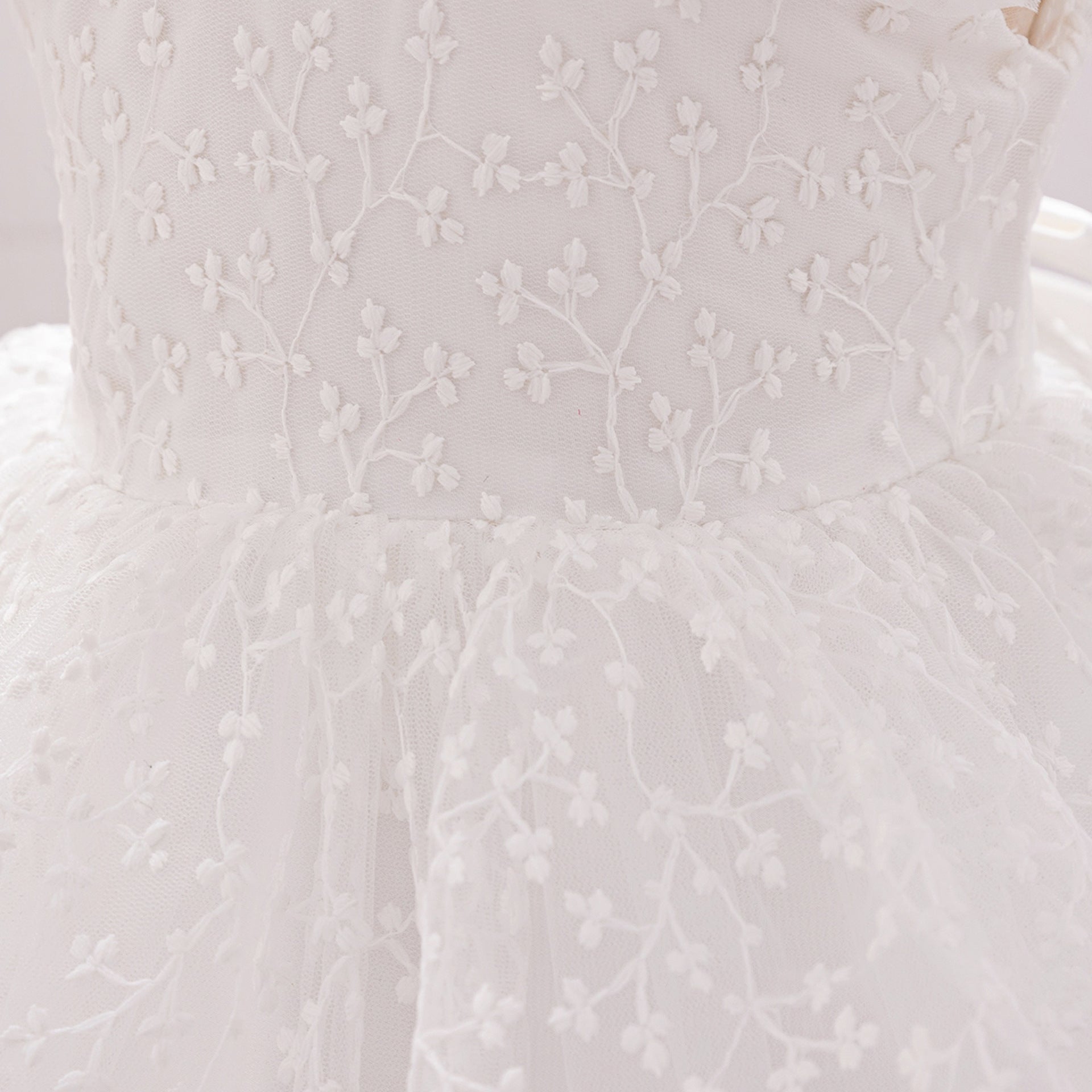 Puffy Off-Shoulder Tulle Princess Dress for Baby Girls | Embroidered Tea Length Party Gown
