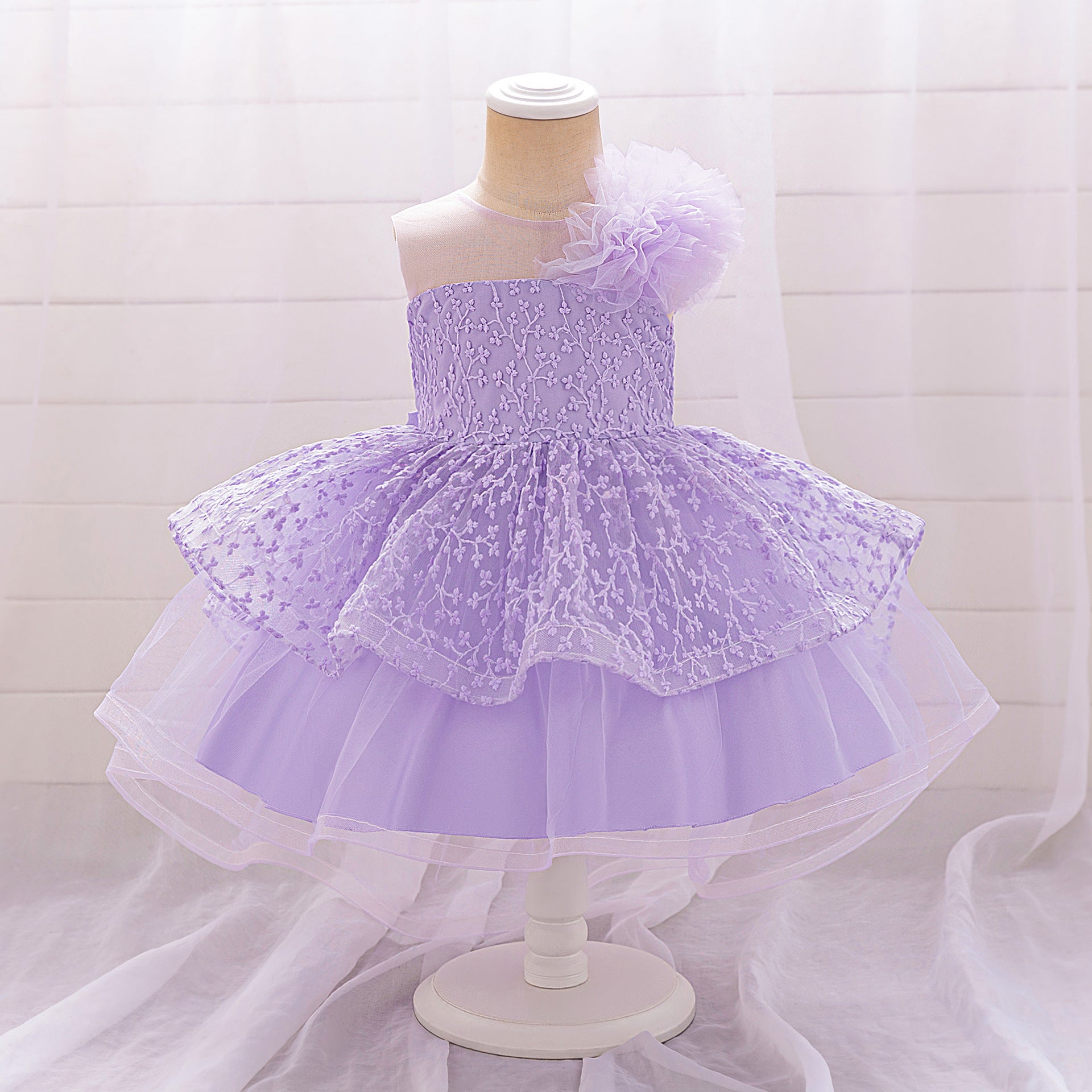 Frocklet Puffy Off-Shoulder Tulle Princess Dress for Baby Girls | Embroidered Tea Length Party Gown 17