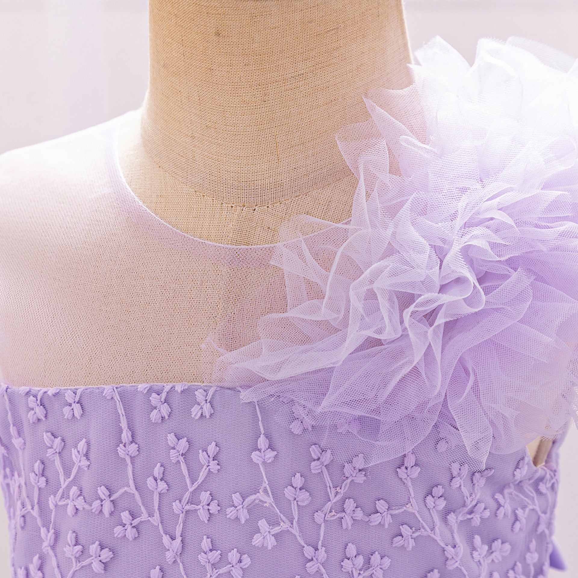 Puffy Off-Shoulder Tulle Princess Dress for Baby Girls | Embroidered Tea Length Party Gown