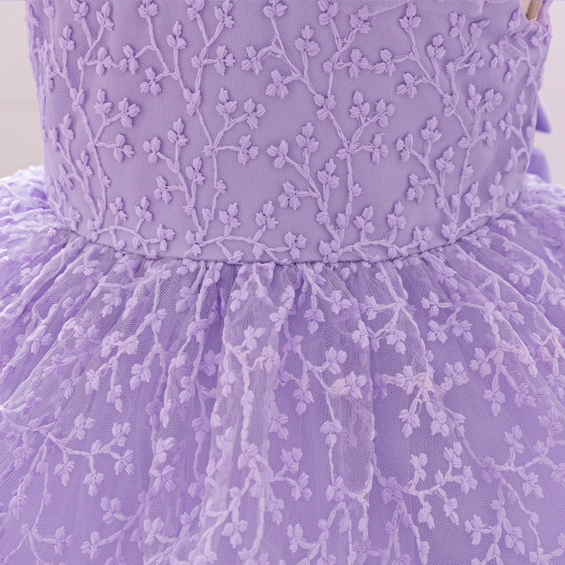 Puffy Off-Shoulder Tulle Princess Dress for Baby Girls | Embroidered Tea Length Party Gown