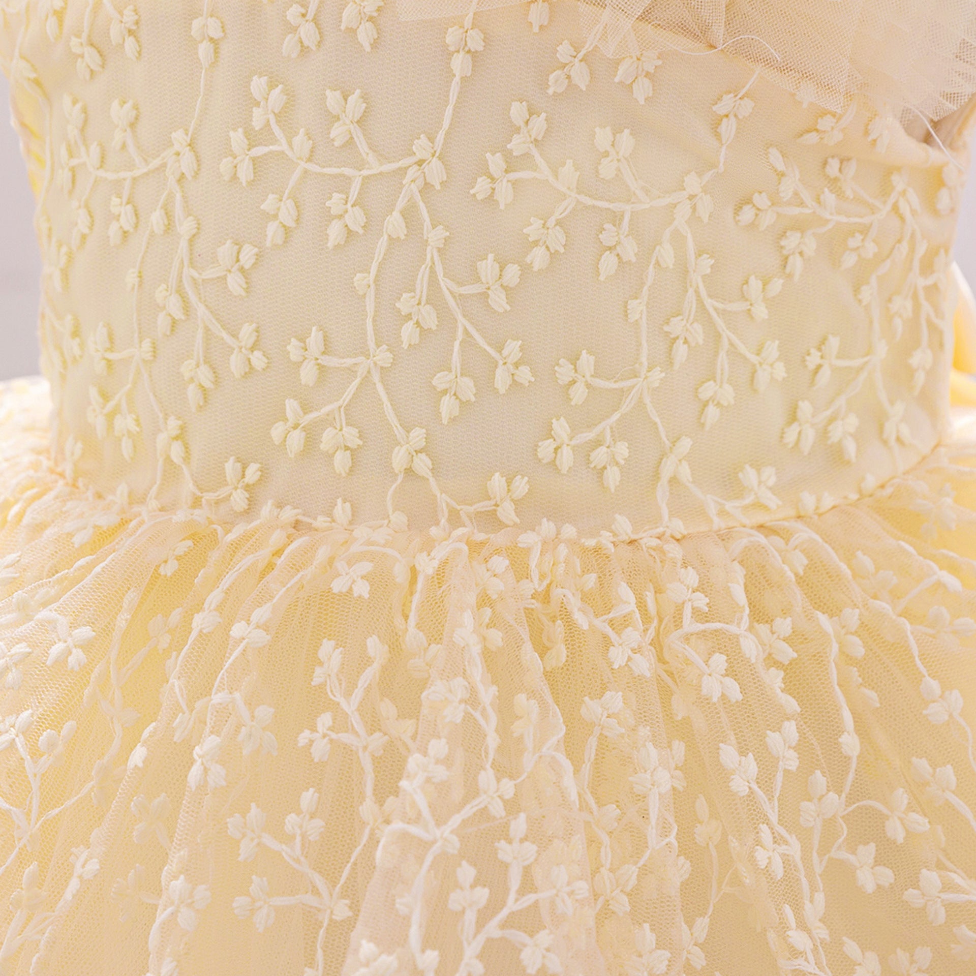Puffy Off-Shoulder Tulle Princess Dress for Baby Girls | Embroidered Tea Length Party Gown
