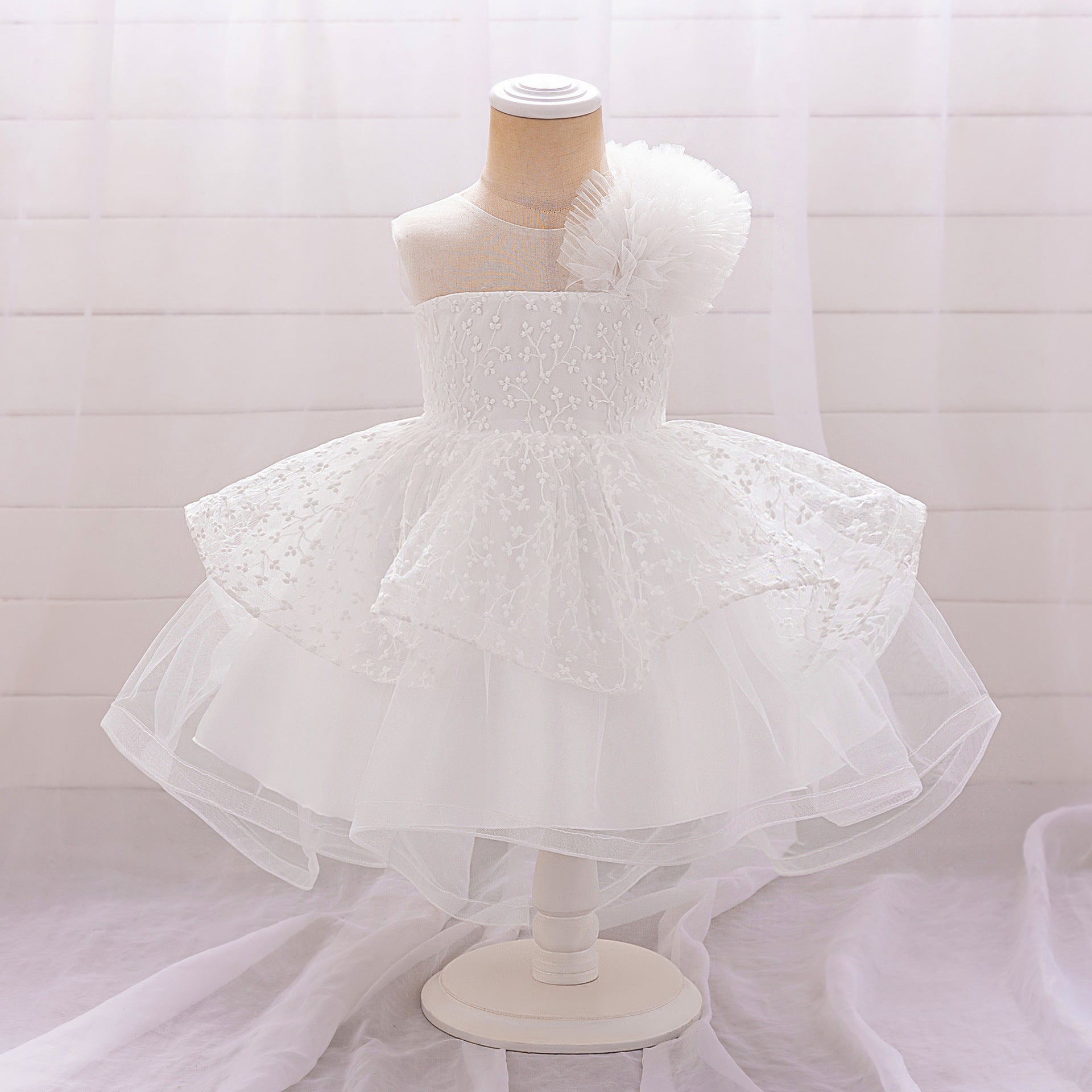 Frocklet Puffy Off-Shoulder Tulle Princess Dress for Baby Girls | Embroidered Tea Length Party Gown 9