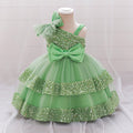Cute Puffy Sequin Princess Dress with Bowknot for Little Girls
