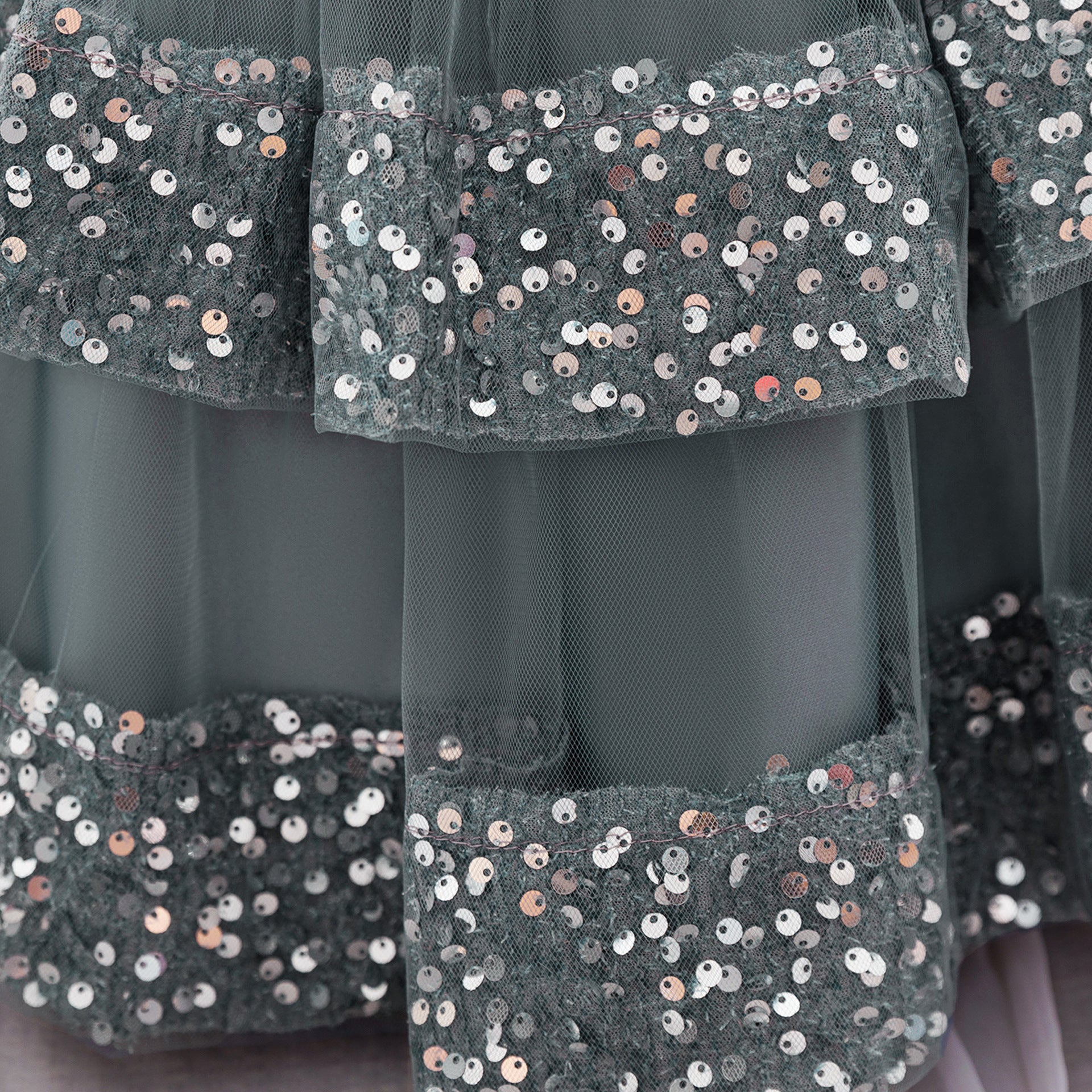 Puffy Sequin Princess Ball Gown Dress for Girls Tea Length – Cute Off Shoulder Flower Girl Outfit