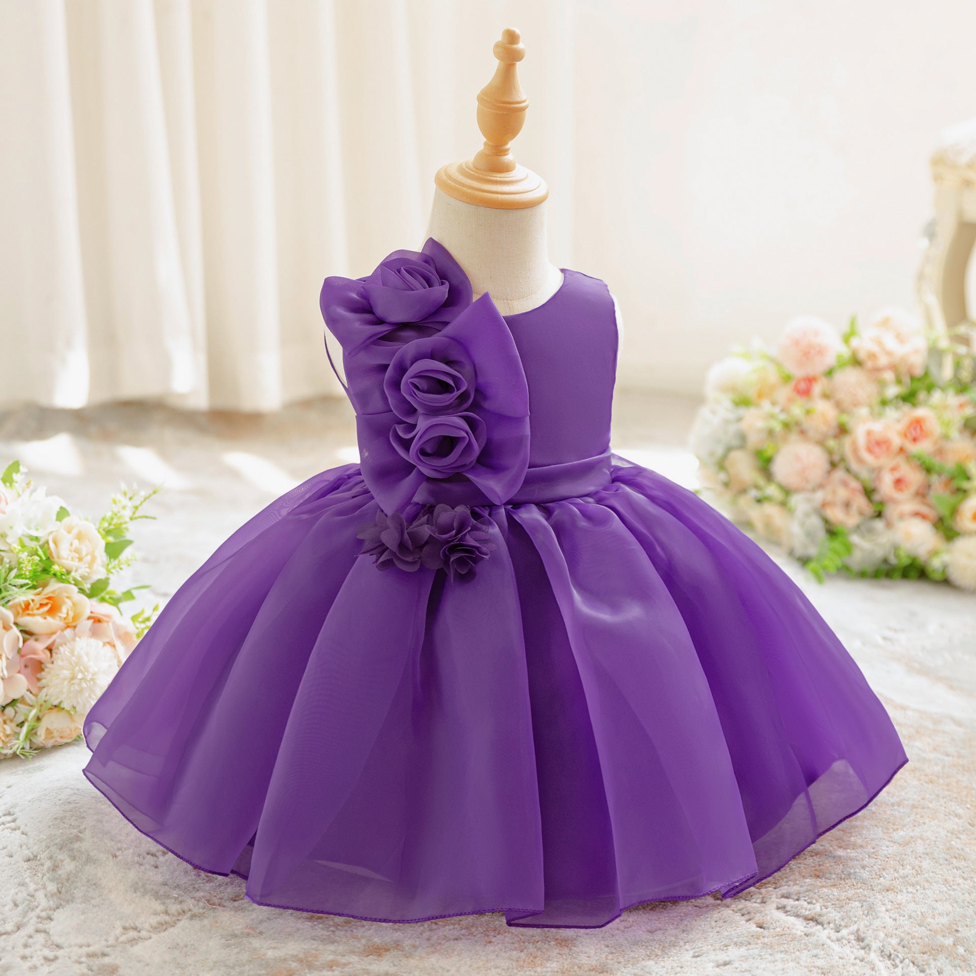 Adorable Puffy Tea-Length Princess Dress for Toddlers | Ball Gown Flower Girl Outfit