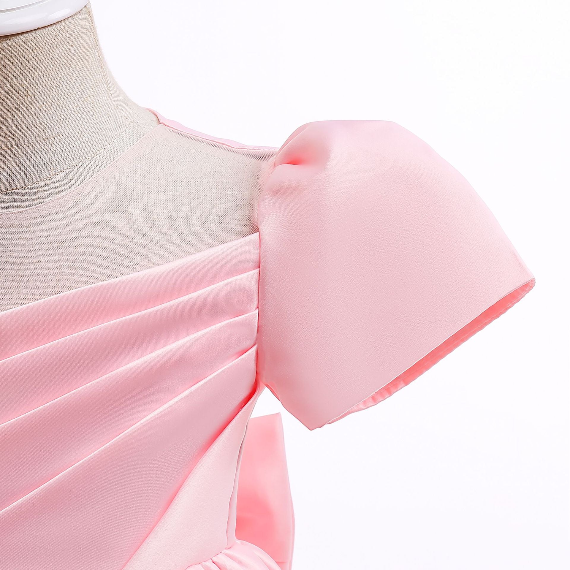 Puffy Tea-Length Satin Ball Gown Dress for Girls - Flower Girl & Party Wear
