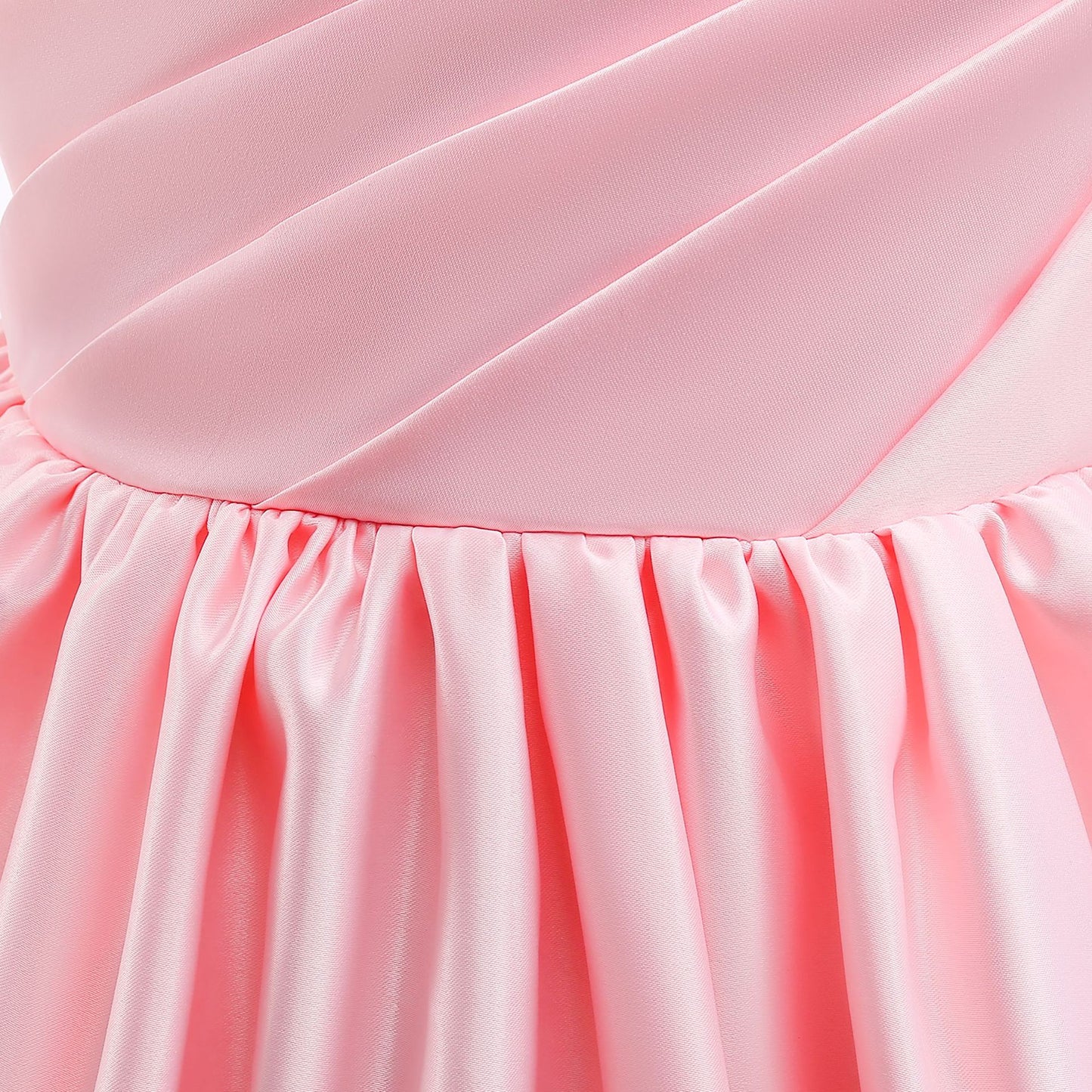 Puffy Tea-Length Satin Ball Gown Dress for Girls - Flower Girl & Party Wear