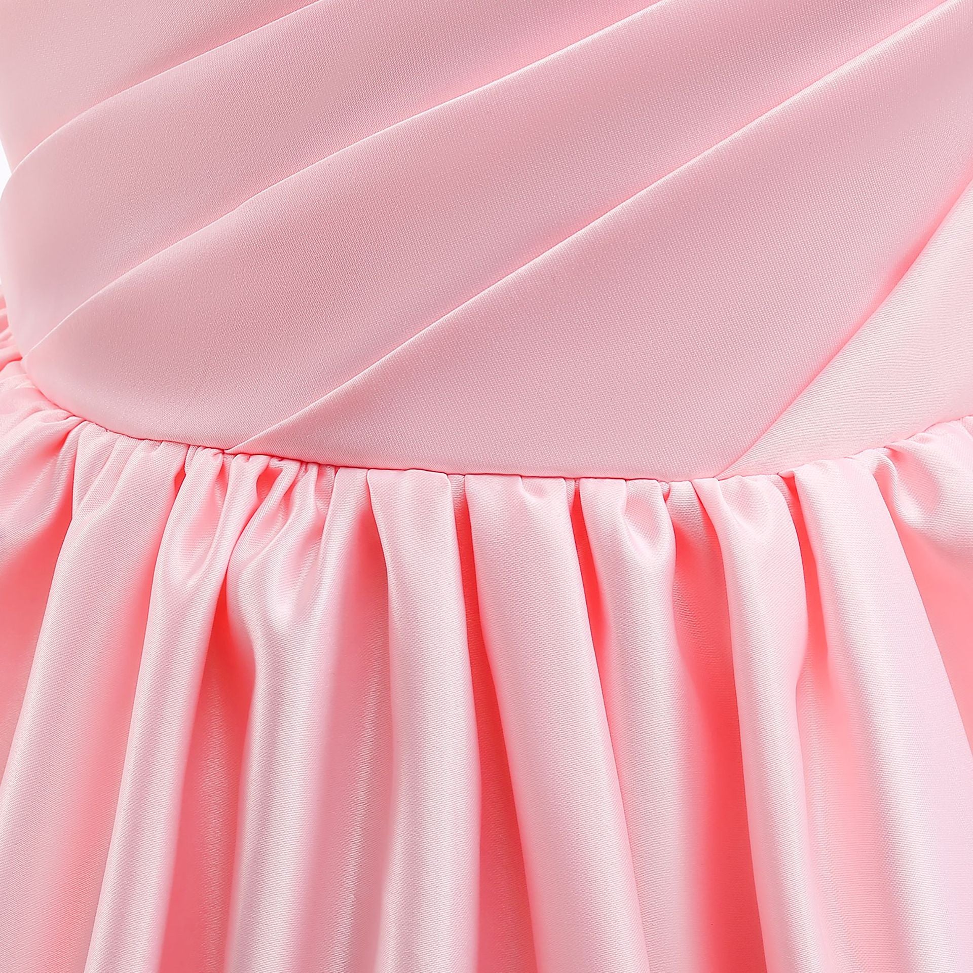 Puffy Tea-Length Satin Ball Gown Dress for Girls - Flower Girl & Party Wear
