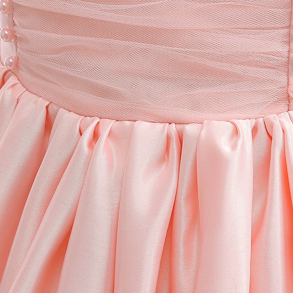 Adorable Satin Princess Dress with Bow & Ruffles for Girls (Ages 3-8) | Tea Length Party Gown